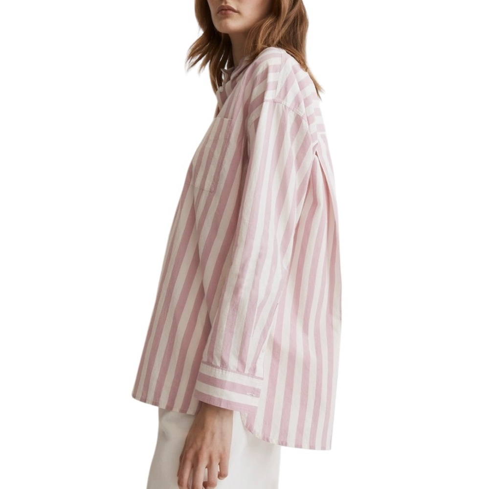 Madewell Pink & White Vertical Stripe Oversized Button-Down